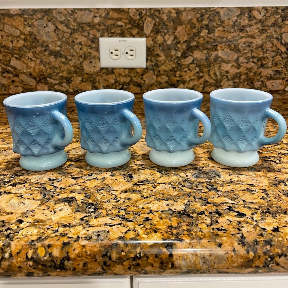 Vintage Anchor Hocking Kimberly Diamond Mugs